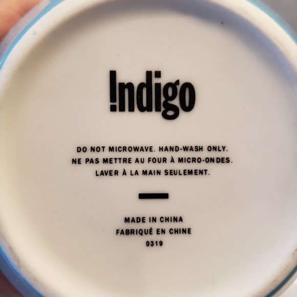 Indigo blue, white and black spotted 22oz coffee tea mug with gold handle - Picture 5 of 5